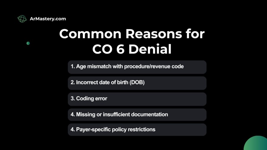 Common Reasons for CO 6 Denials